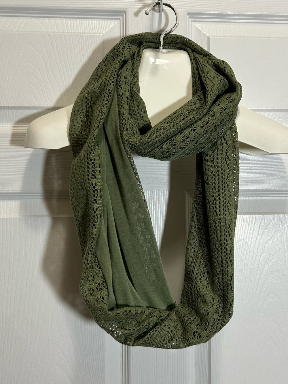 Lightweight Olive Green Lace Infinity Scarf